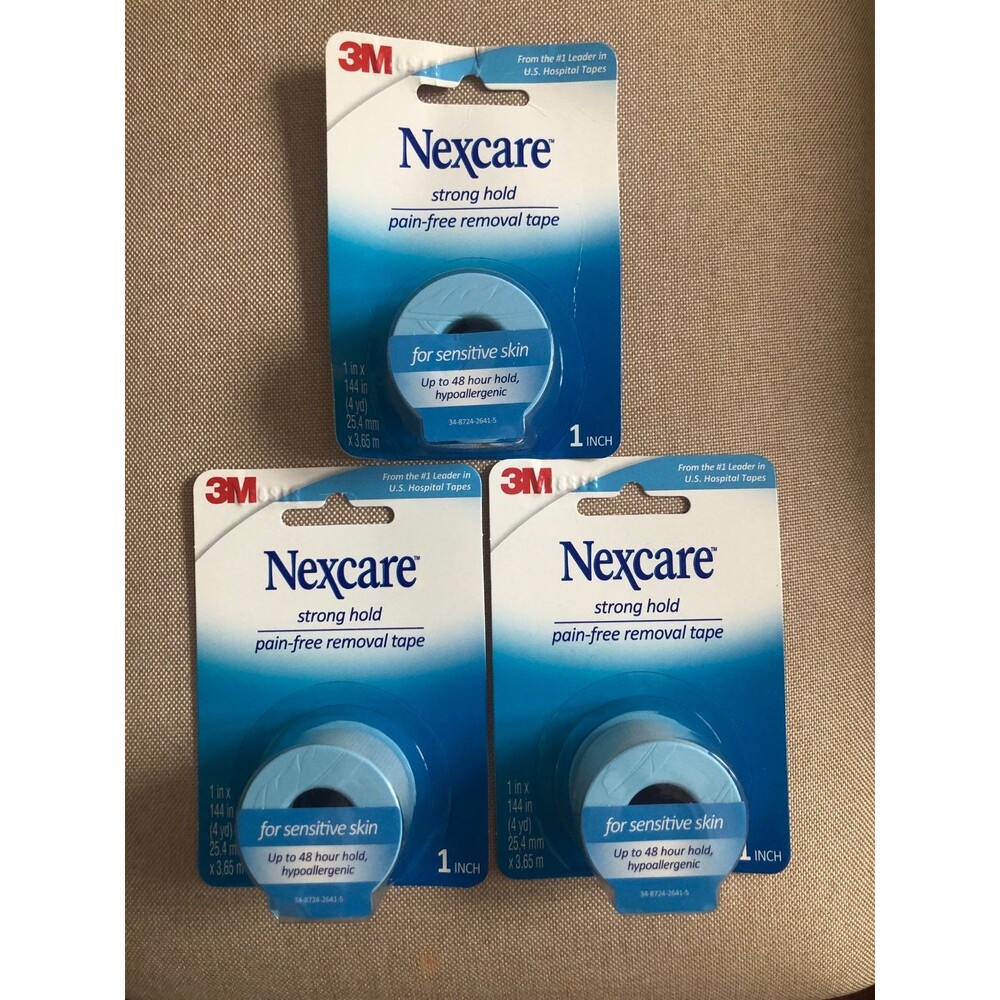 3M Nexcare Sensitive Skin Tape, Blue, 1 in x 4 yr - 3 Packs - Picture 2 of 3